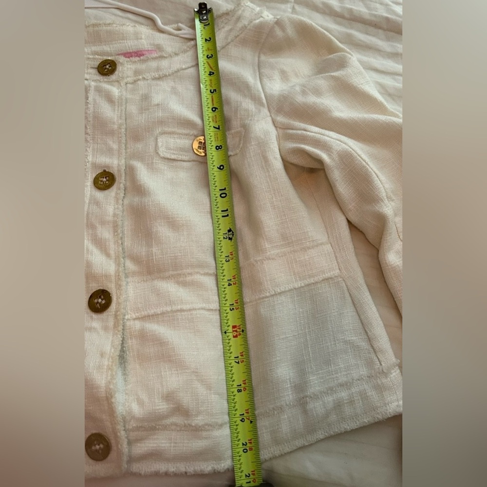 Lilly Pulitzer Cream Millie Linen Blend Jacket with Gold Buttons, Size Large - Picture 7 of 15